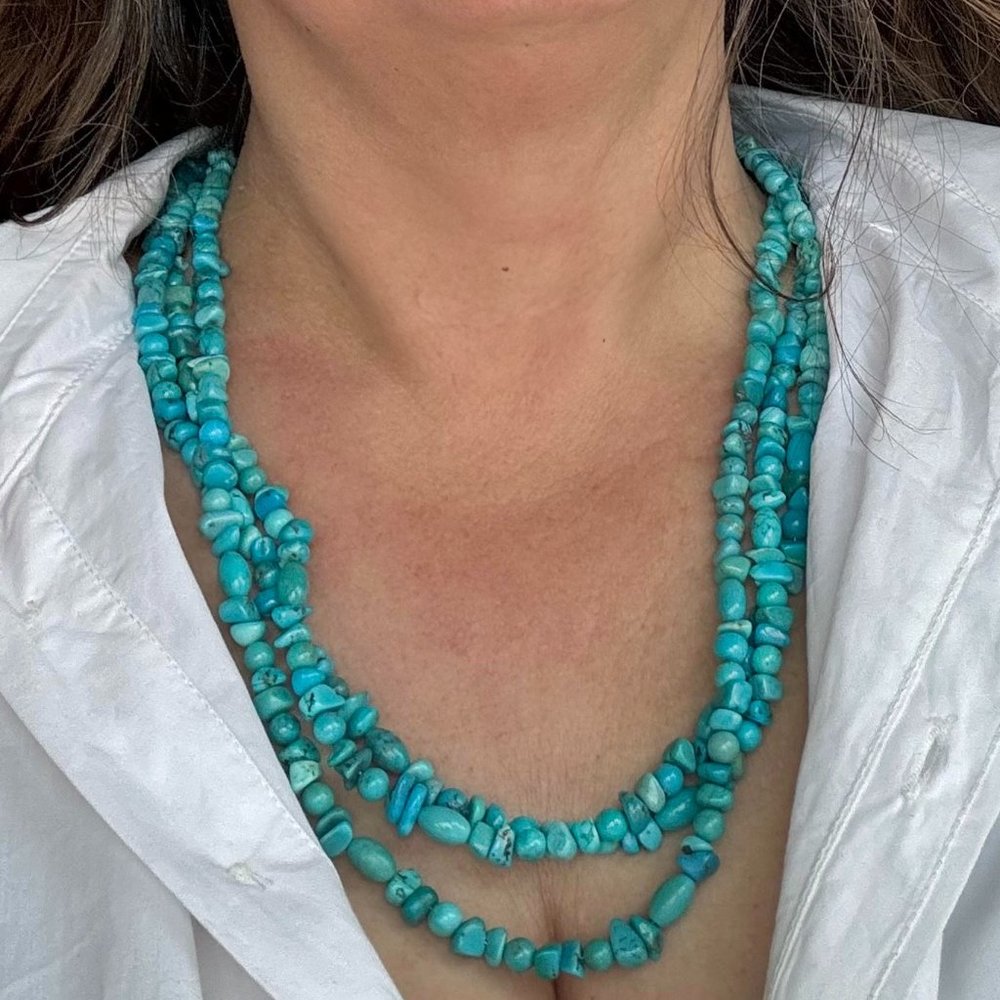 Carolyn Pollack 80" Turquoise and Sterling Silver Chain